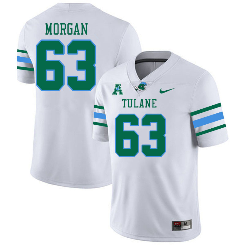 Tulane Green Wave #63 Jake Morgan College Football Jerseys Stitched Sale-White